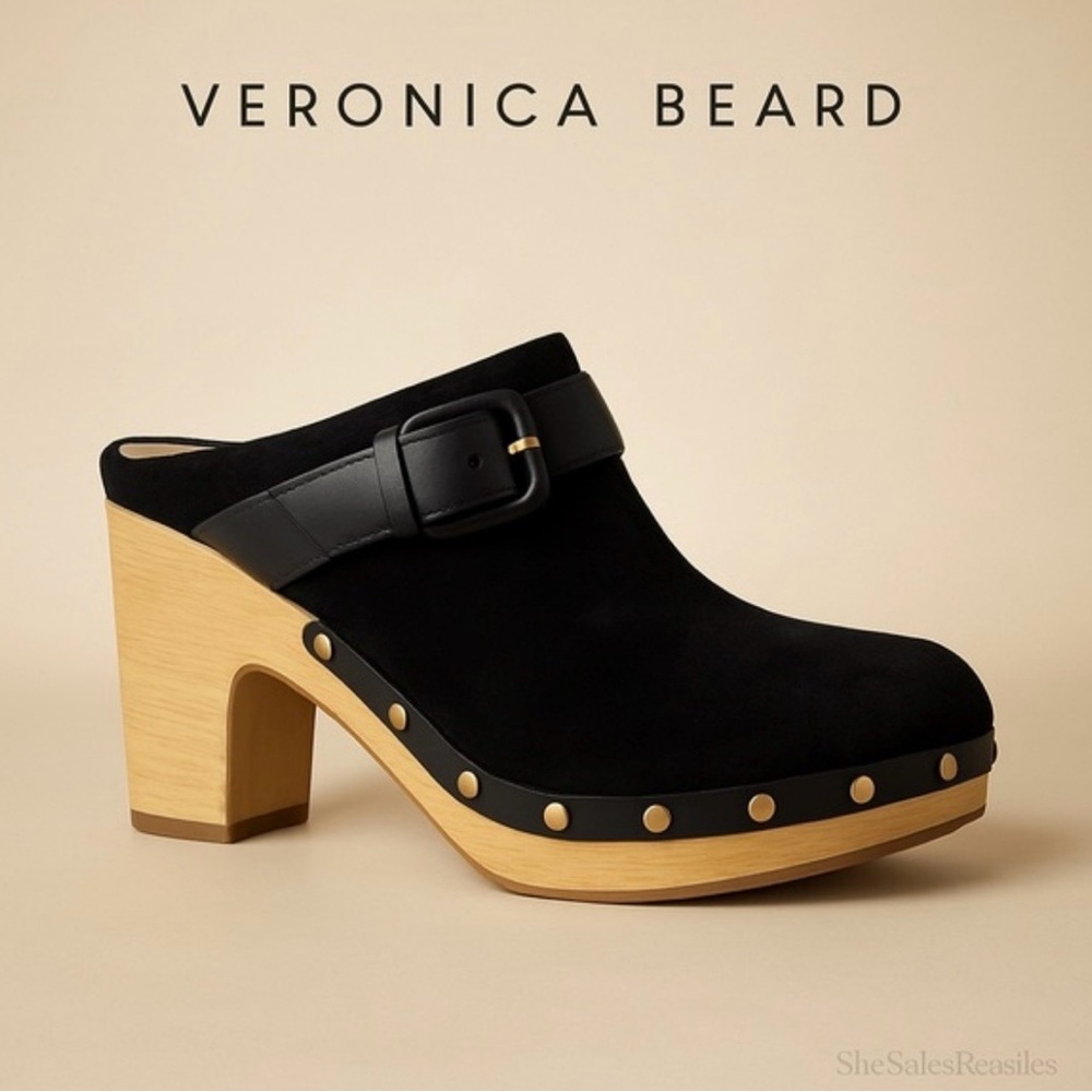 Veronica Beard Black Suede Dacey Clogs. 8.5